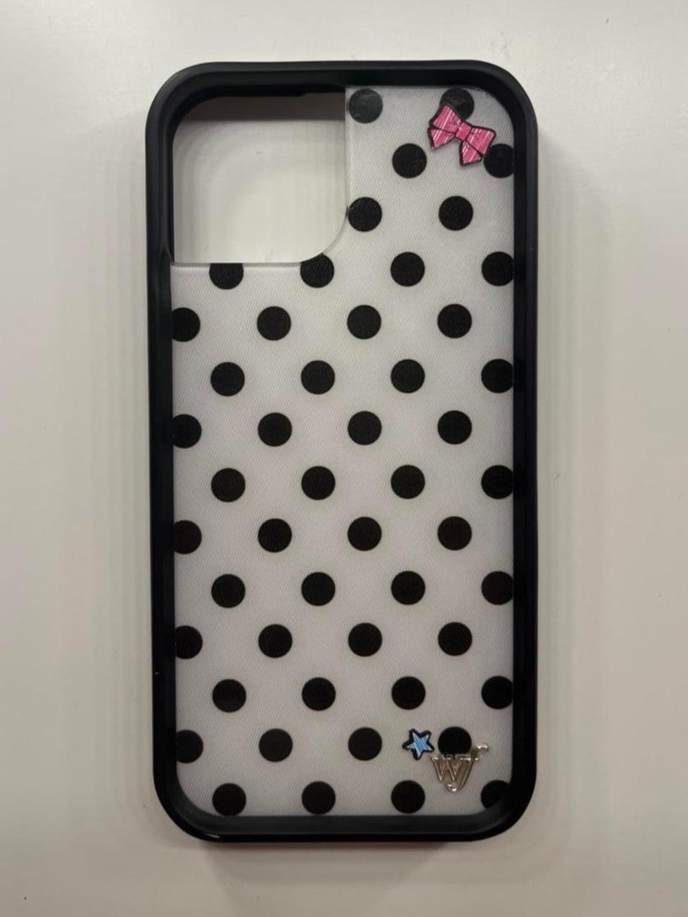 iphone 13 wildflower polka dot black and white case